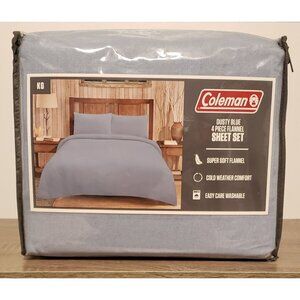 Coleman Flannel Sheet 4 Piece Set Size King Dusty Blue NWT